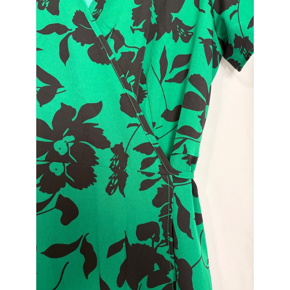 PrettyGarden Boho Green Floral Wrap Maxi Dress Wedding guest Ruffle Large NWT - Picture 4 of 9